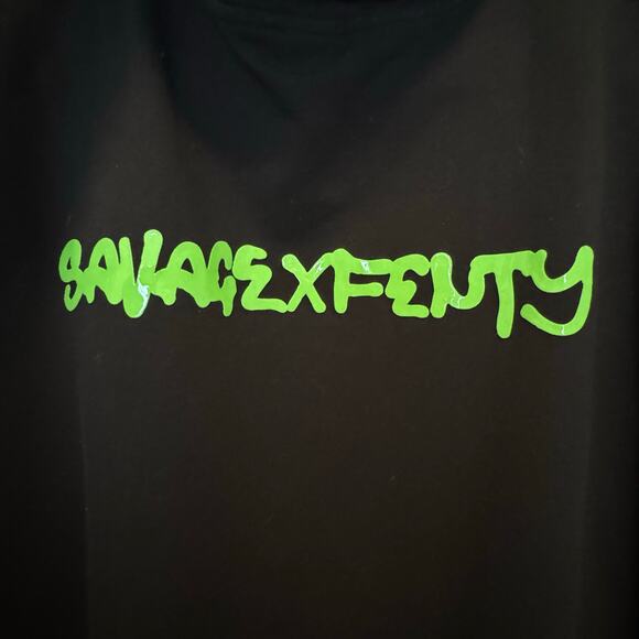 Savage‎ X Fenty Forever Savage Short Hooded Robe XL/1X Rihanna Black Lime Green - Picture 9 of 16